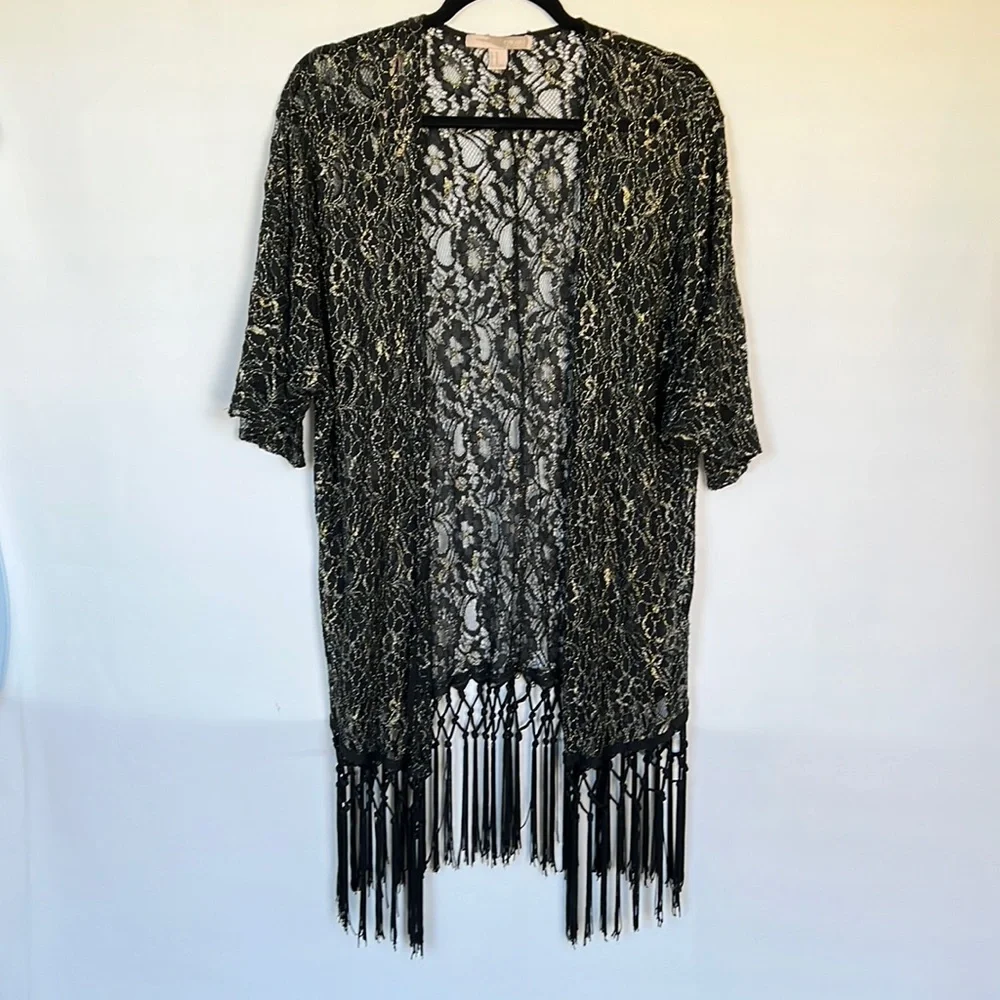 Forever 21 Medium Black/Gold Lacy Kimono - Picture 1 of 11
